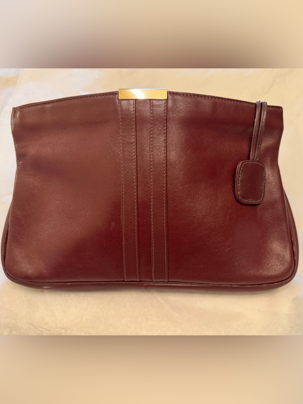 Vintage Bamberger’s Burgundy Leather Clutch | Made in Uruguay